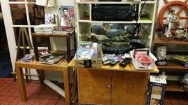 Elvis stuff - drop front desk matches media center in living room