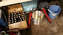 bike stand - case of Oly beer in bottles