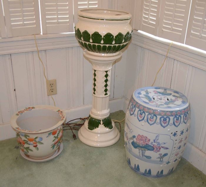 decorated ceramic flower pots & stands