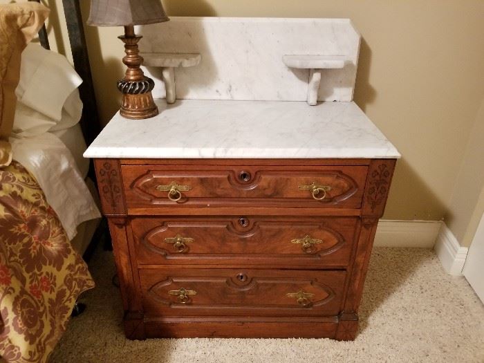 Antique marble top wash stand