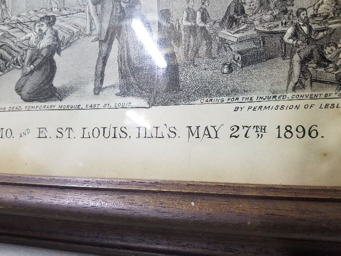 1896 The Great Tornado At St. Louis, MO AND E. ST. LOUIS ILL'S MAY 27TH 1896 Copyright 1896 by KURZ & ALLISON (This piece hung in a Jewelry store in St. Louis from the late 1890's to the mid 1900's)