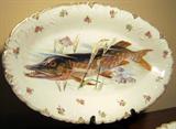 12 Austrian Fish Plates with Charger and gravy Boat