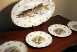 12 Austrian Fish Plates with Charger and gravy Boat
