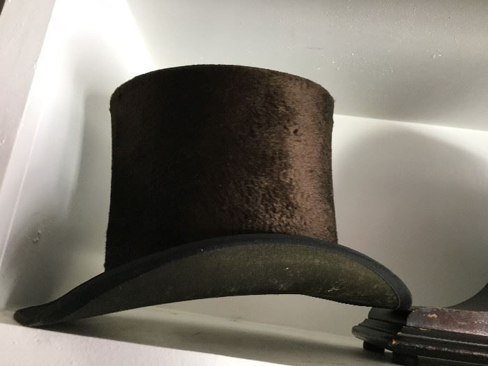 Antique VTG Mens Silk Plush Top Hat Stovepipe ~High Quality United Hat Co. J.J. & J.A. Seeds Camden