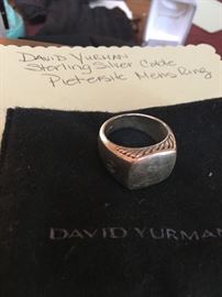 David Yurman Sterling Silver Cable mens signet ring 