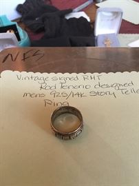 Vintage Signed RMT Rod Tenorio Mens 925/14K Storyteller ring