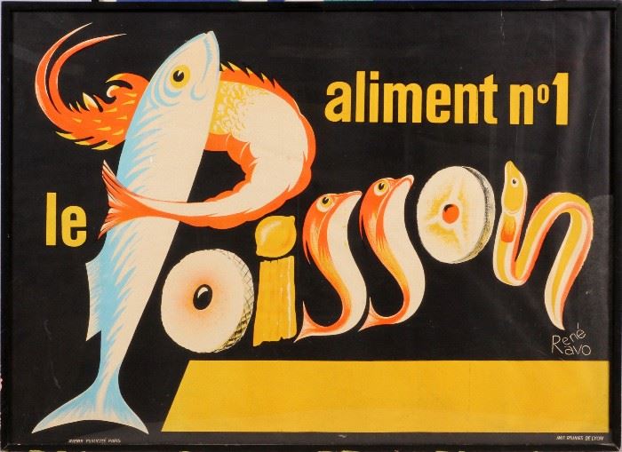 2208 - RENE RAVO (FRENCH, 1904-1998), POSTER, C.1955, H 44", W 60", 'LE POISSON'
