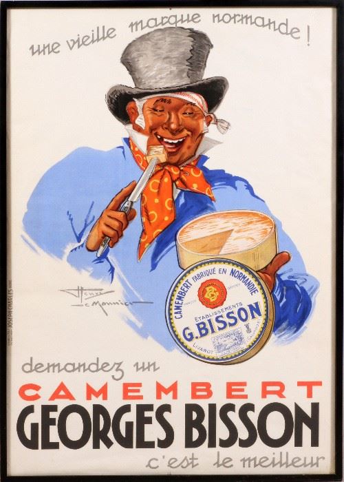2209 - HENRY LE MONNIER (FRENCH, 1893-1978), POSTER, 1937, H 54", W 38", 'CAMEMBERT GEORGES BISSON'