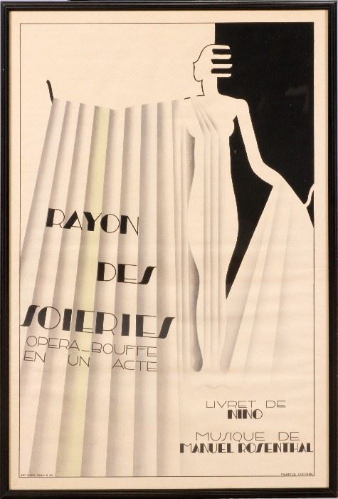2217 - MAURICE DUFRENE (FRENCH, 1876-1955), POSTER, 1930, H 46", W 31", 'RAYON DES SOIERIES'