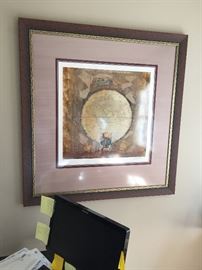 Pair of large framed maps