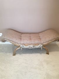 Designer Chaise, silver finish. 66"x22"x23"