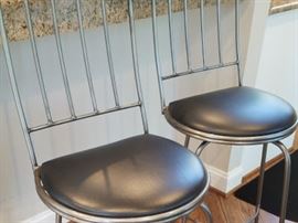 2 pewter finish Charleston Forge leather stools