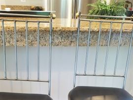 2 pewter finish Charleston Forge leather stools