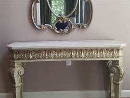 Jeffeco Amalfi finish marble foyer table. 66"x22"x39"