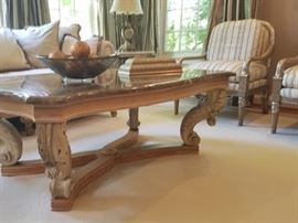 Henredon marble top coffee table 5&"x39"x22".