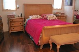 King Headboard, Foot Board & 2 Night Stands and Bench