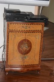 Stenciled Cabinet and Electronics