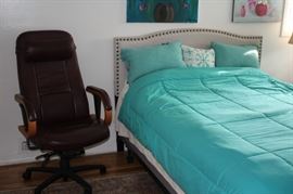 Desk Chair and Nail Head Headboard