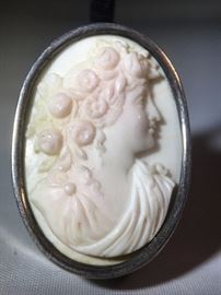 Carved cameo set in sterling silver
