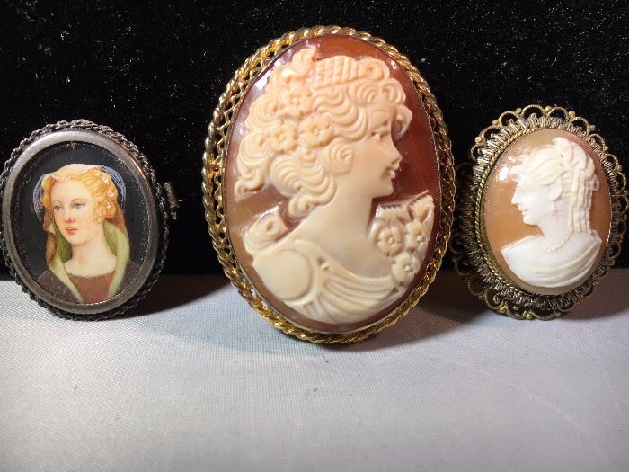 lot of 3 Cameo & Portrait brooches