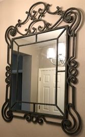Ethan Allen Scroll Metal Mirror and Table