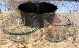 Angel Food Cake Pan, Measuring Cup and Bowl