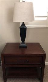 Table Lamp and Nightstand (2-Part of Bedroom Suite)