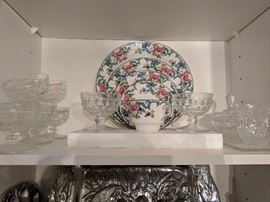 5 pc china set, Crystal cream & sugar with plate, sundae cups