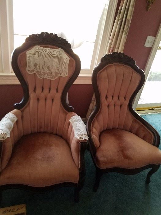 Antique his hers Victorian Parlor Chairs