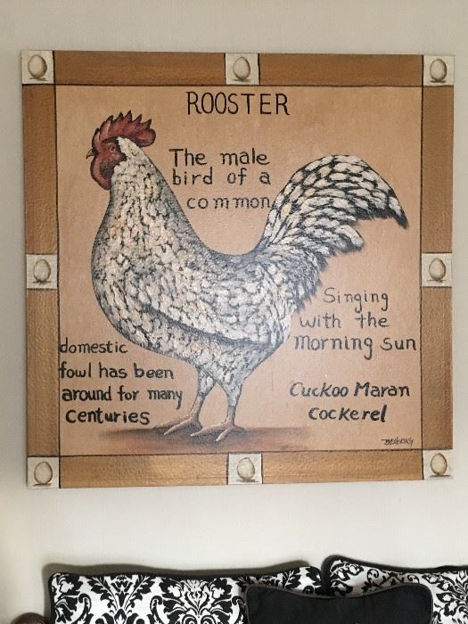 Very Large Rooster Print of Canvas.