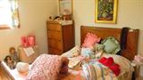 1920's-40's Waterfall walnut finish bedroom set, quilts, old dolls-1930's-50's