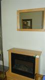 Amish fireplace heater like NEW! Comes with matching mirror-light oak finish