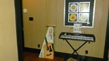 Casio keyboard, new guitar in the box, prints, antique sheet music
