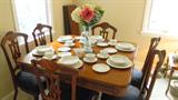 Antique Walnut dining table , antique china set,