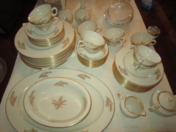 Lenox Harvest- 12 dinner plates, 10 salad plates, 8 bread and butter plates, 12 cups and saucers, cream and sugar, oval bowl, 16" platter