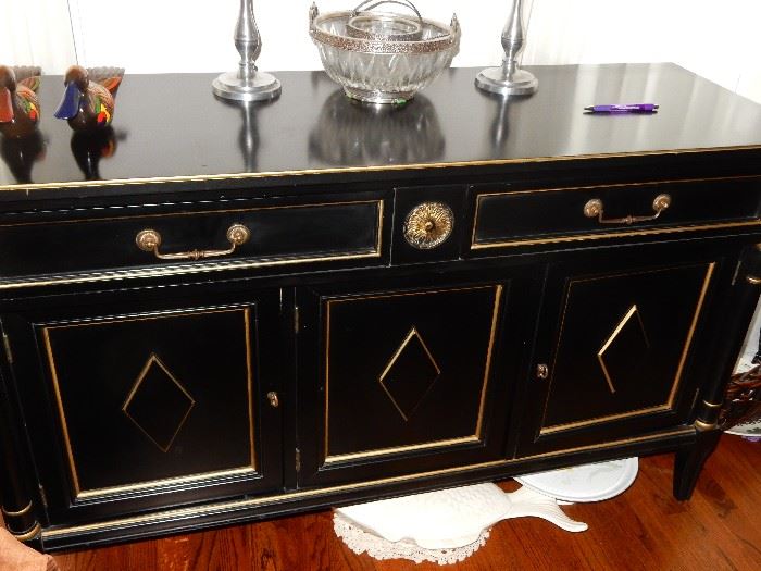 Contemporary Black Painted Chest.  American of Martinsville 54 x 18 x 30