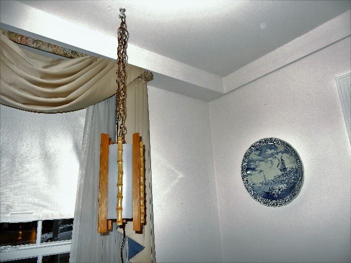 Hanging Teak  and Bamboo Lamp