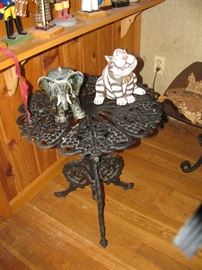 iron stand ,and great pottery animal containers