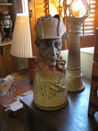 one of two large sculptures by Thomas Reece , listed artist ,Sherlock Holmes, hat comes off
