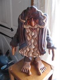 carved wood gnome with box back for use 