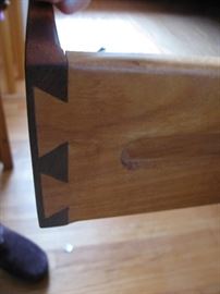 hand dovetailing on drawer