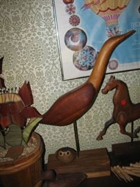 carved wood bird