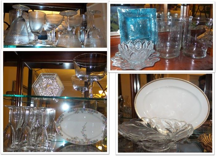 China, crystal, stemware, art glass, cut glass, vases, etc.