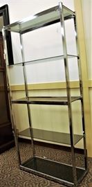 Chrome & Smoke Glass Etagere Circa 1970s