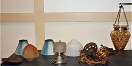 9 Piece Lot Of Antique Lighting Fixtures And Parts