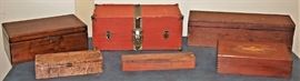 6 Piece Lot Assorted Antique Wooden Boxes