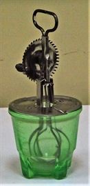 Green Depression Glass Hand Mixer