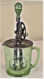 Anchor Hocking Green Depression Glass Hand Mixer