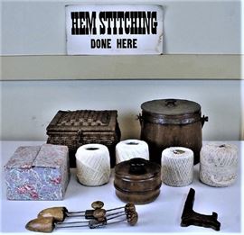 Mixed Lot, Sewing Basket, Wood Ware, String
