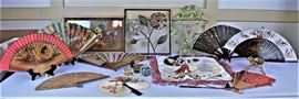 Vanity Lot Fans, Paperweights Tole Pieces …